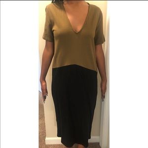 Zara two toned army green and black midi dress Med